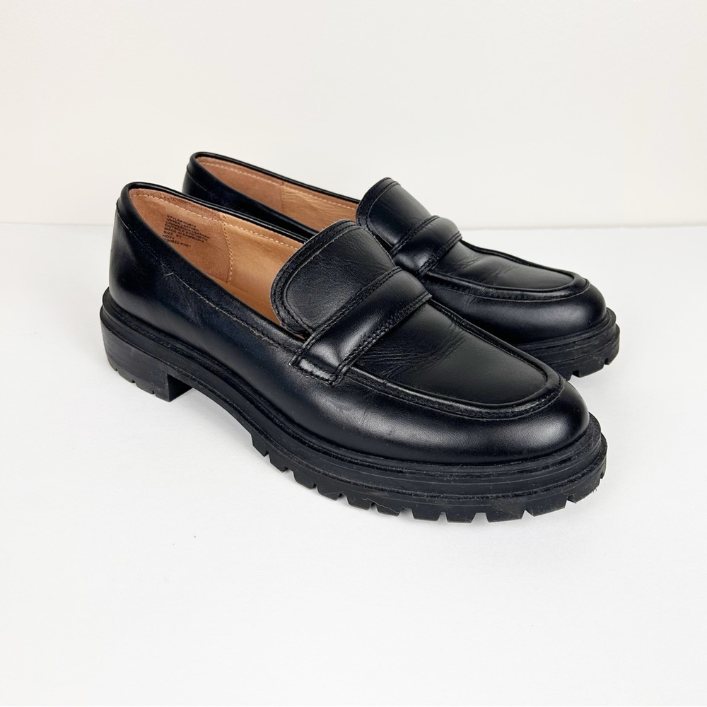 Madewell The Bradley Lugsole Leather Loafer in True Black Size 9 classic chunky - Picture 2 of 6